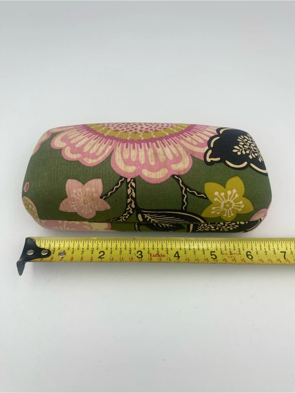 Vera Bradley Olive Green Floral Eyeglass Case with Pink and Gold Accents